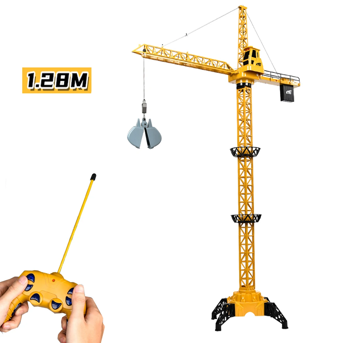 Alloy 4 Channel RC Tower Crane 680 Degree Rotation Lift Model 2.4GHz Remote Control Construction Crane Toy for Kids