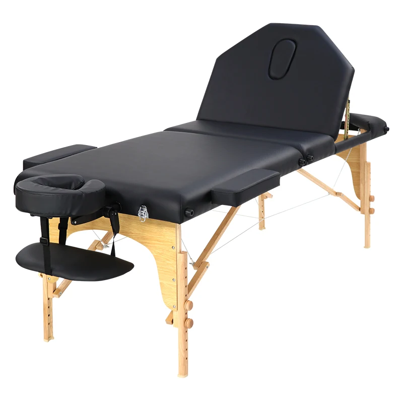 Cambodia Factory Custom Cheap PVC/PU Black Portable Adjust Facial Bed China Massage Bed Tattoo Tables with Backrest