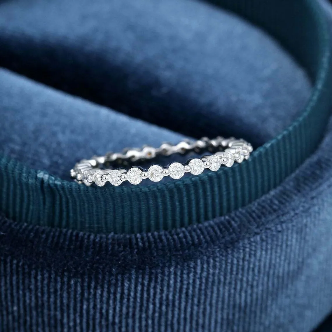 14K White Gold Plated ring 0.65 Ct Wedding Moissanite Eternity ring