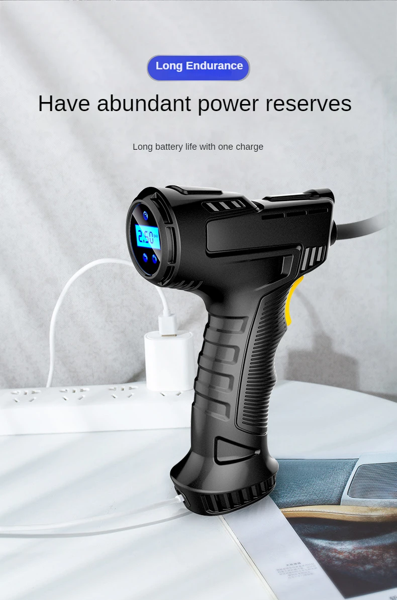 Car Portable Cordless Electric Air Pump Multifunctional Car Tire Inflator Auto Stop Air Pump Car Air Compressor