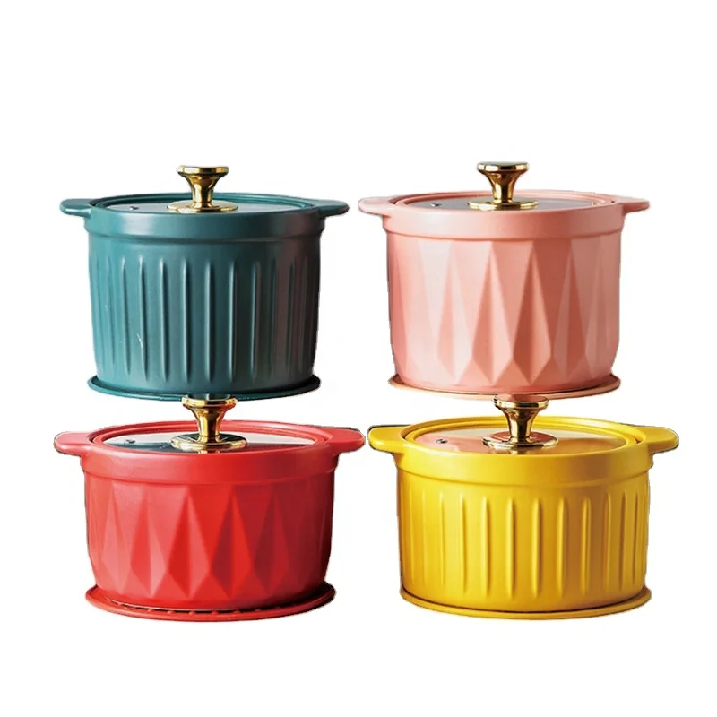 Nordic Nonstick Cookware Sets Suitable For All Kinds Of Gas Stove Casseroles Cookware Ceramic Caserole with Glass Lid&Mat