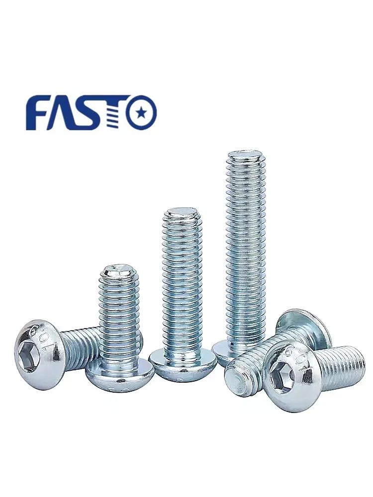 Manufacturer supply zinc plated carbon steel Hex socket Semi-Round head bolts