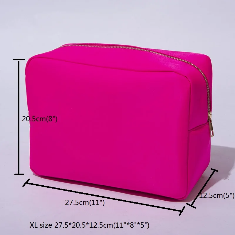 21 Candy Colors Custom Logo Waterproof Nylon Metal Zipper Closed Girls Ladies Large Storage Cosmetic Pouches Travel Makeup Bag