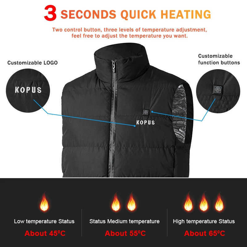 New Arrivals 9 11 21 Zones Lightweight Heated Vest Powerbank Usb 6XL Electric Self-Heating Vest