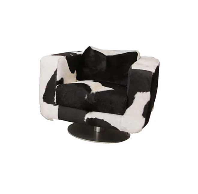 Rotating Base Premium Club Arm Chair with cowhide fur  / swivel cowhide chair  MP-89021#
