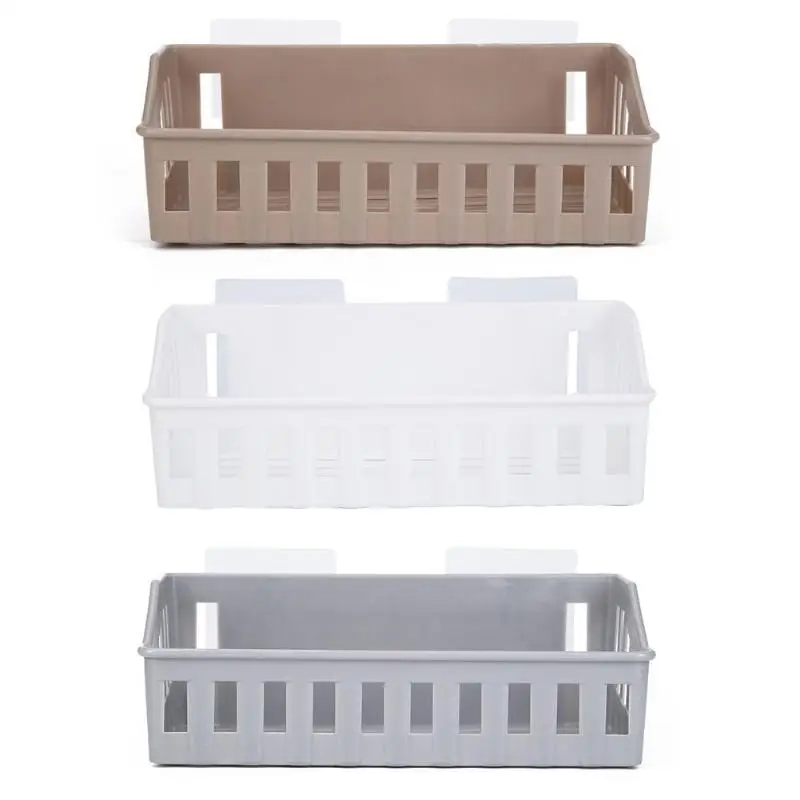 2023 Punch-free bathroom shelf plastic toilet bathroom vanity wall hanging storage rack basket cosmetics organizer rack