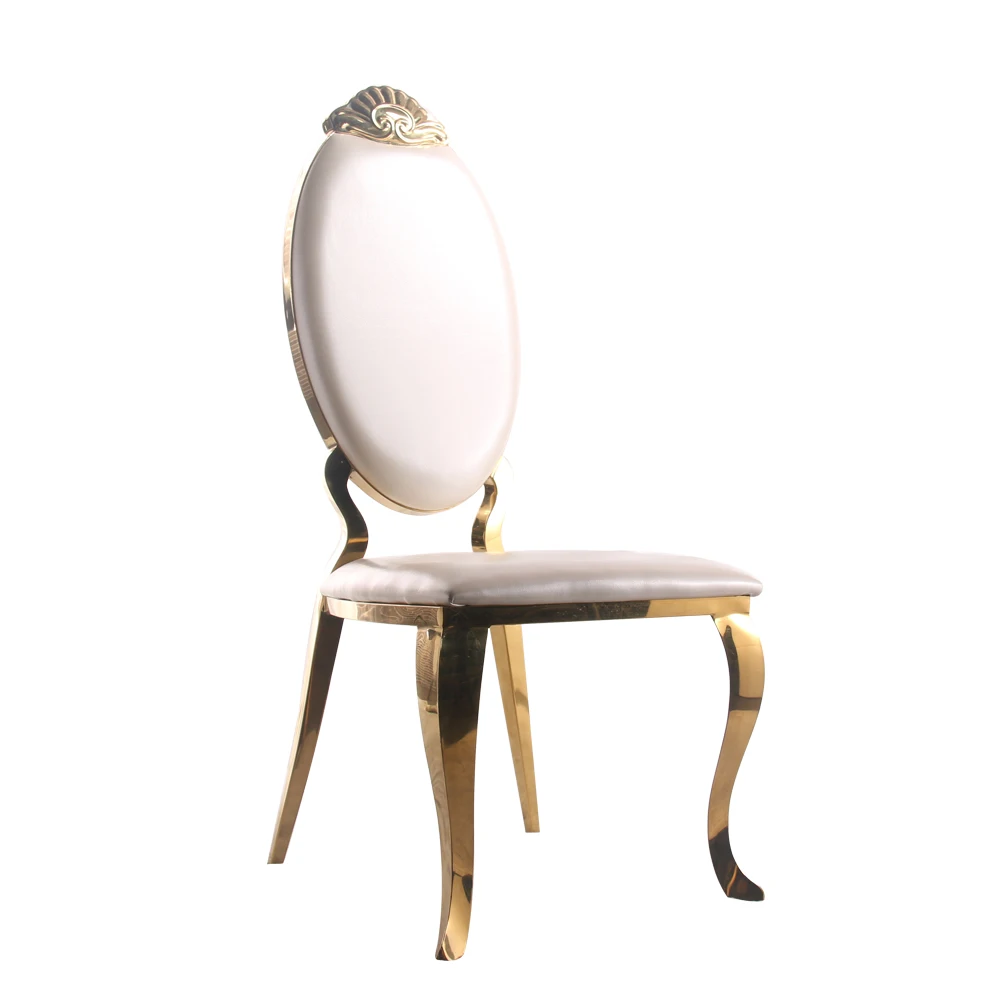 Royal White and Gold Luxury Stainless Steel Hotel Activity Chair Hotel One Stop Stackable Chair