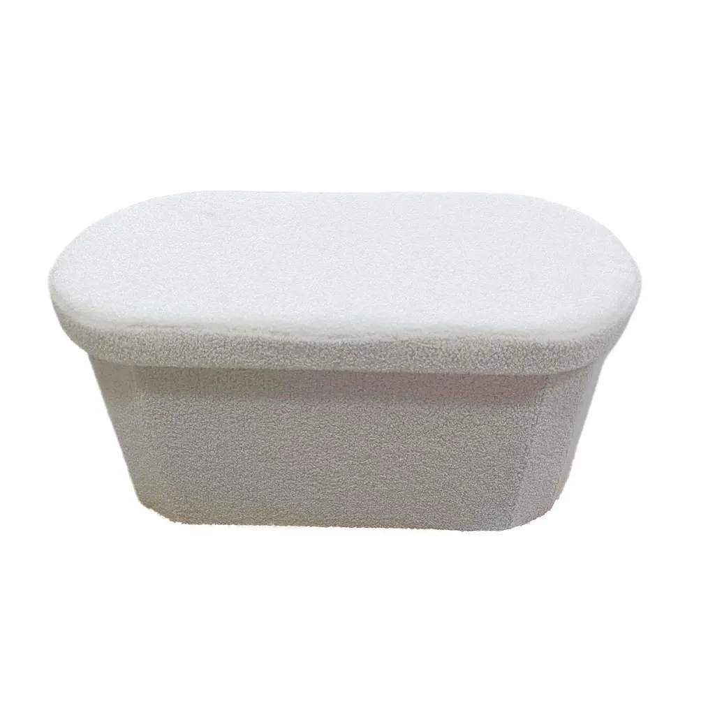 Bailey Modern Customized Design Fashion Living-Room White Round Tufted Boucle Ottoman Storage Bench