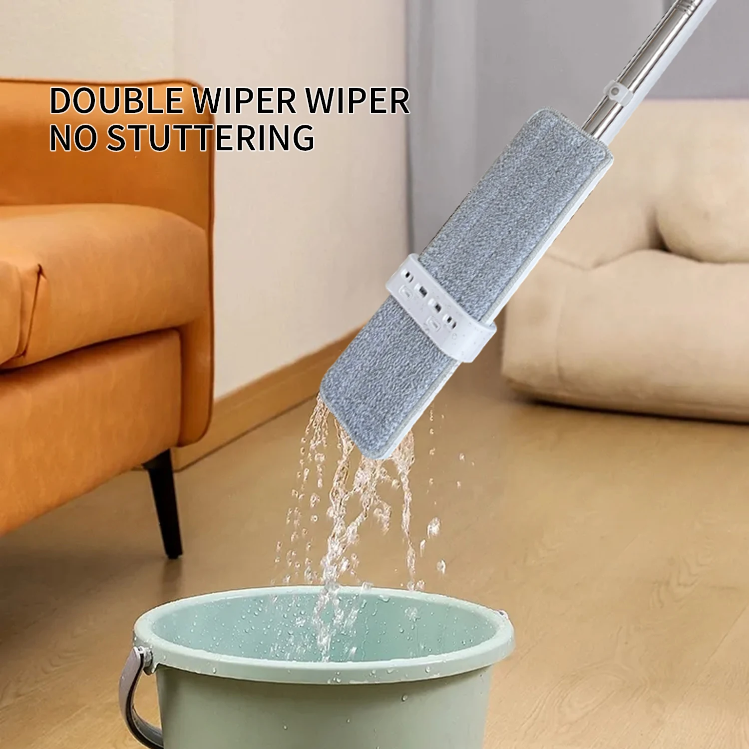 Flat Mop New Microfiber Wet and Dry 360 Flat Self Squeezed  Mop Home Floor Cleaning Two Mop Cloth Microfibre Fabric