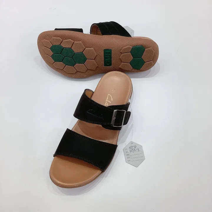 2022 mens leather slipper shoes mens slippers beach comfortable anti slip outdoor PU leather slippers mans