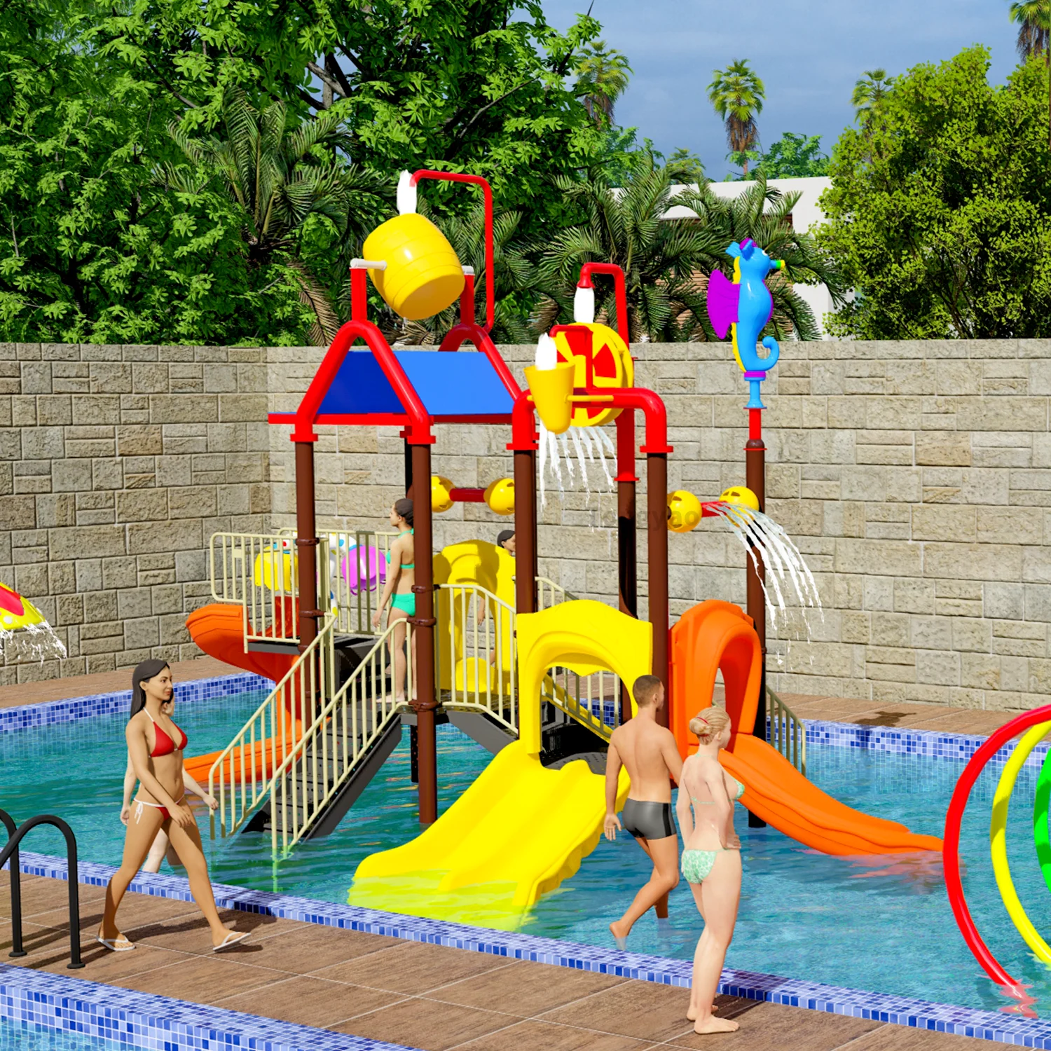 cartoon fiberglass water playground toys outdoor Tube slide