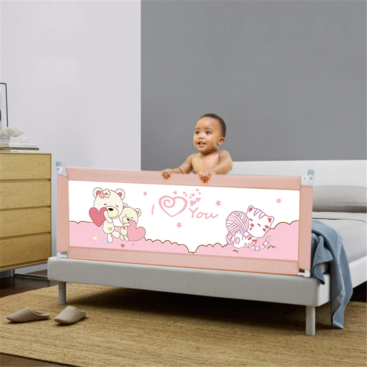 Adjustable Extra Long Kids Cap Transfer Side Luxury King Size Bumper Children Guard Baby Bracket Protection Bed Rail