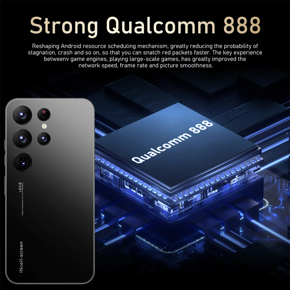 Hot Selling S23+ ULTRA Original 16gb+512gb 48MP+100MP Fingerprint Unlock 7300mAh Android 12.0 Cell Phone Smart Mobile Phone
