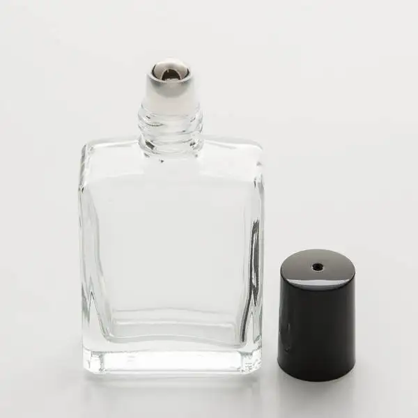 flat square Roll-on glass bottle glass sprayer bottle with steel ball  10ml 15ml 30ml