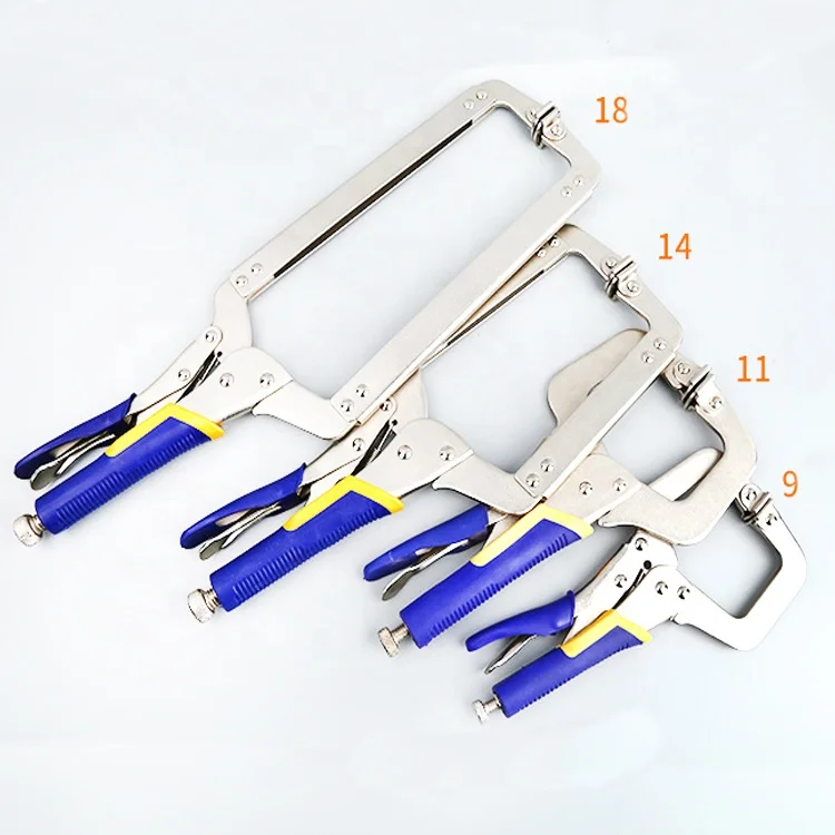 C Clamp Locking Pliers,Locking C Clamp With Non-Slip Rubber Grip, Adjustable C Pliers for Wood Working Welding Electrician