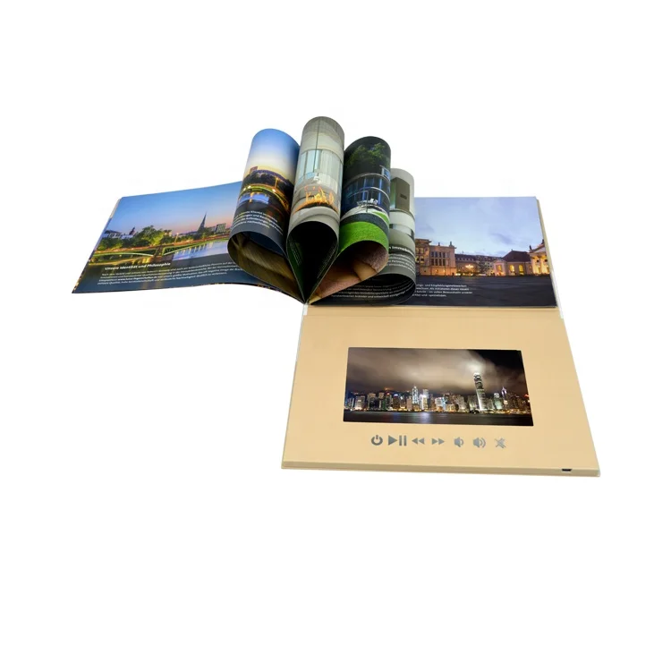 7 Inch Hard Cover Brochure Screen Lcd Book Video Folder