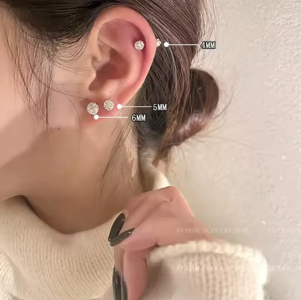 Manufacturers wholesale zircon laser ball ear piercing ear bone nails fashion simple all matching custom earrings