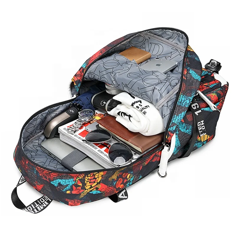 Boys high school student thermal transfer printing flower waterproof computer outdoor street travel backpack