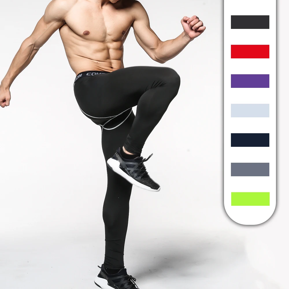 Customized Sports Gym Training Wear Workout Fitness Tights Man Basketball Football Compression Pants Men Running Leggings
