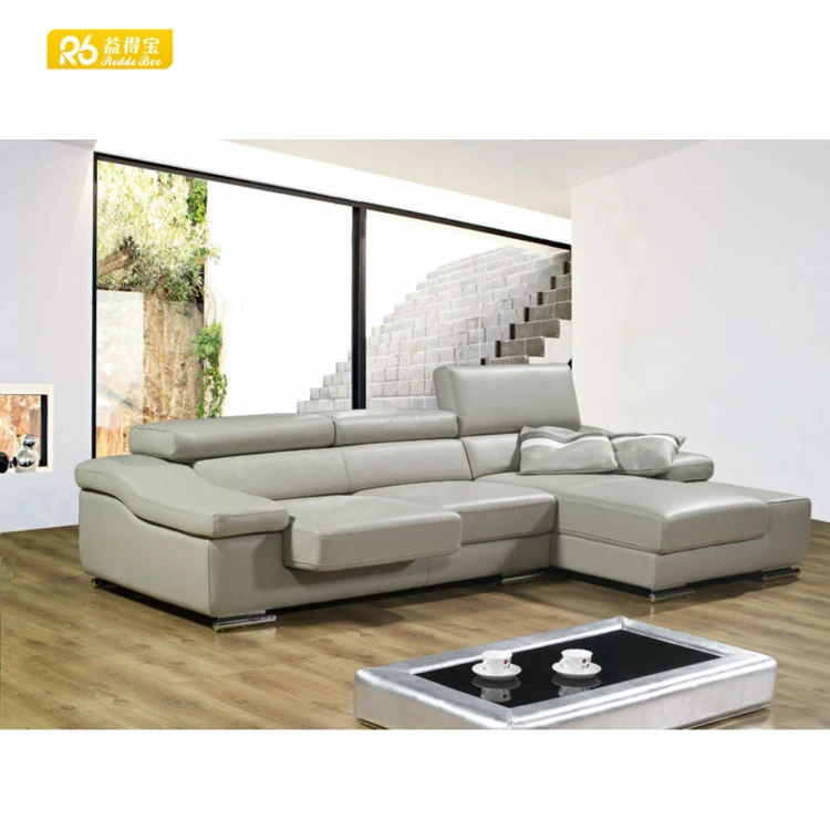 Modern style Sectional living room leather l shape sofa  for sale 8096