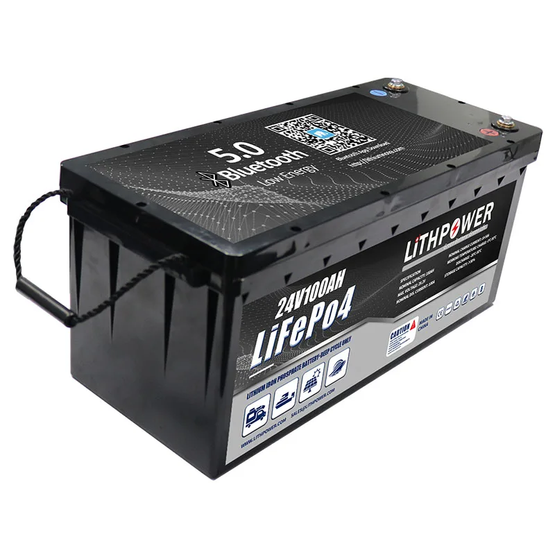fast delivery 24v 100ah lifepo4 battery pack built in BMS and Bluetooth with 6000 cycles and best warranty