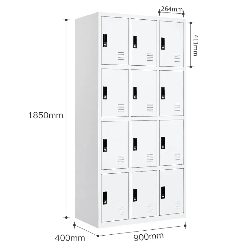 12 Door Steel Lockers For School Gym Bench Locker Room Metal Lockers Room Storage Cabinet