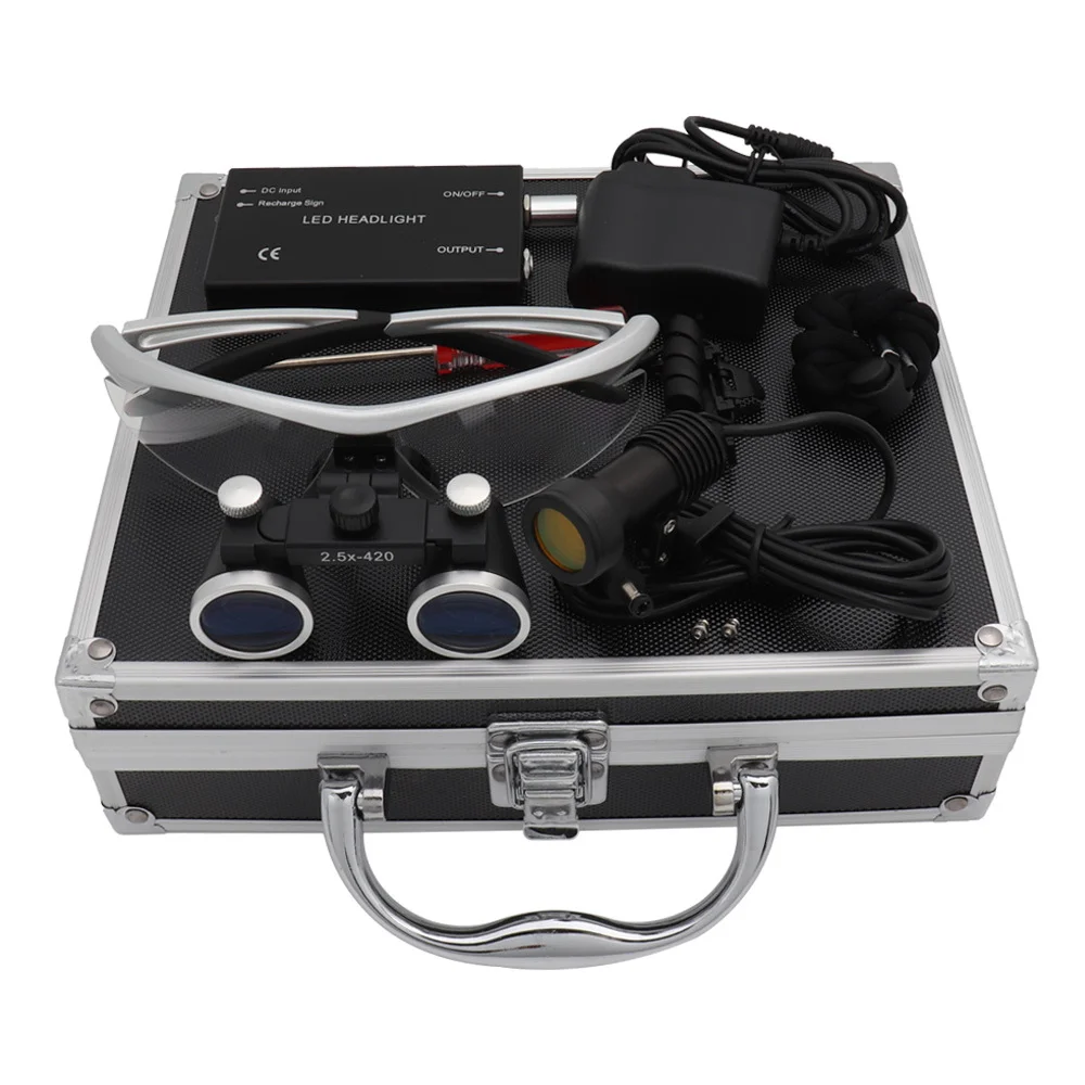 Portable LED  Headlamp Light Wireless Dental Loupes 3.5 2.5x Medical Surgical Dental Clip Loupes