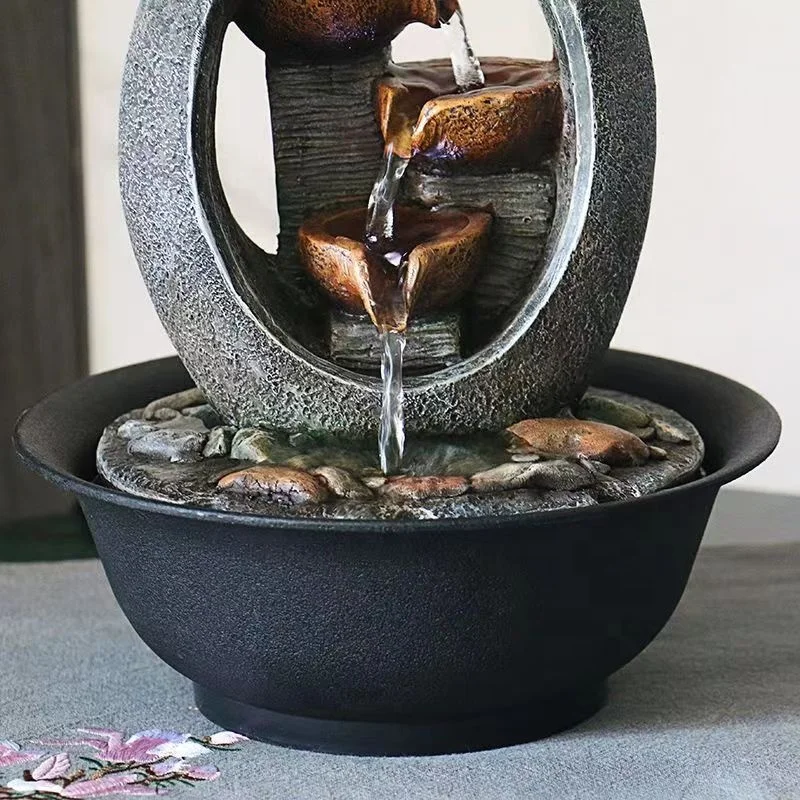Wholesale Fengshui Tabletop Water Fountains Indoor Relaxation Waterfall Fountain With Candle Holder and Light For Home Decor