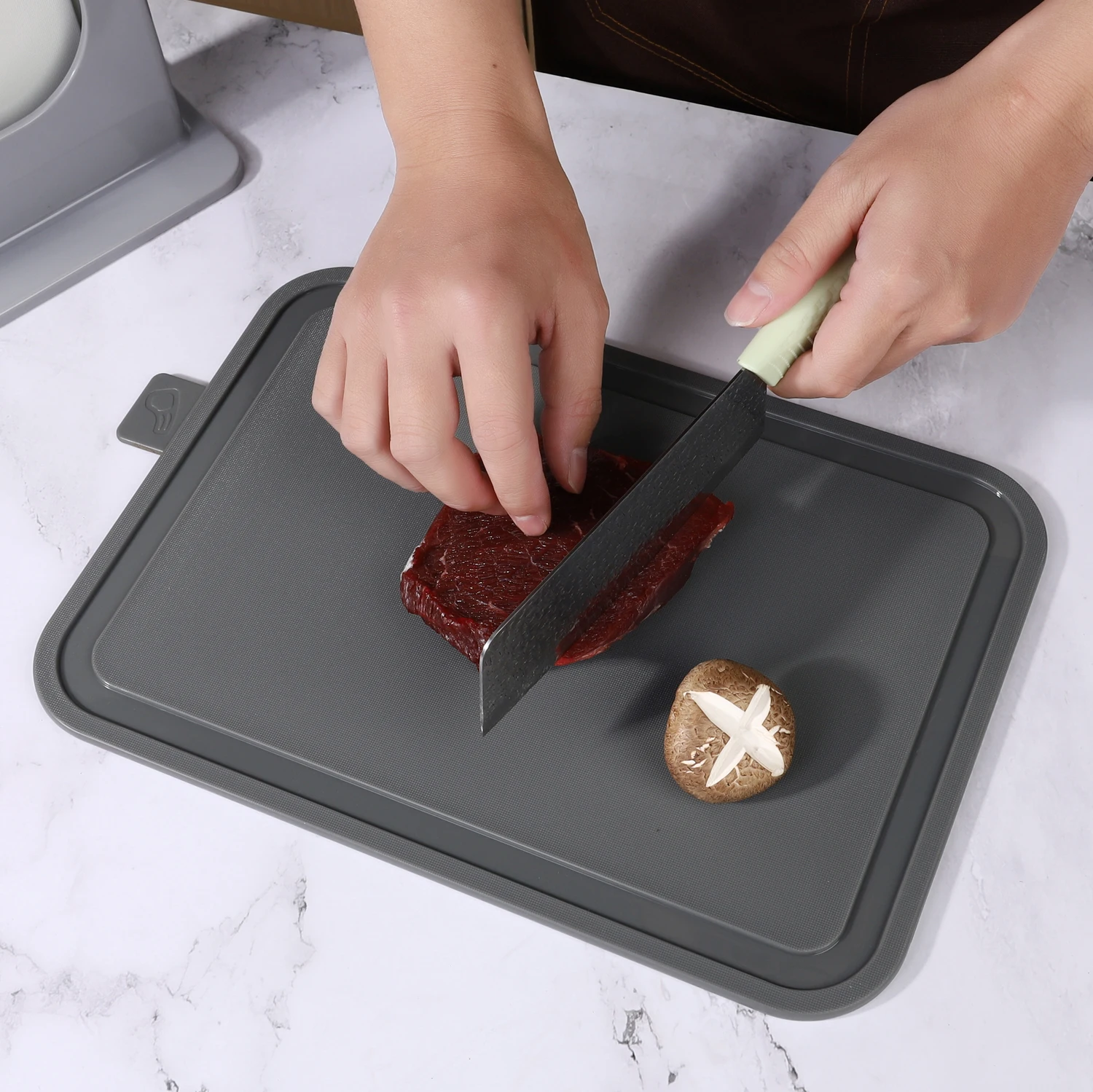 4pcs Eco-Friendly Non-Slip Double Sided Cutting Board Set Square PP Chopping Board with Juice Groove Dishwasher Safe Kitchen Use