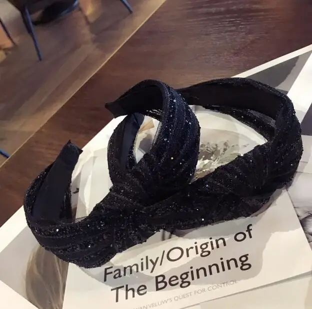 Fashion New Women Simple Classic Hairband Custom Plastic Black Diamond Knot Headband For Girls