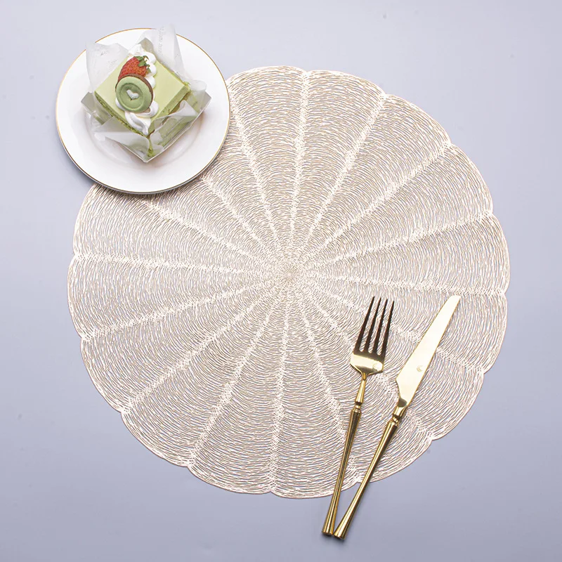 High Quality PVC Round Hollow Table Mats Plastic Woven Plastic Placemats Dinner Plate Dish for Restaurant Hotel
