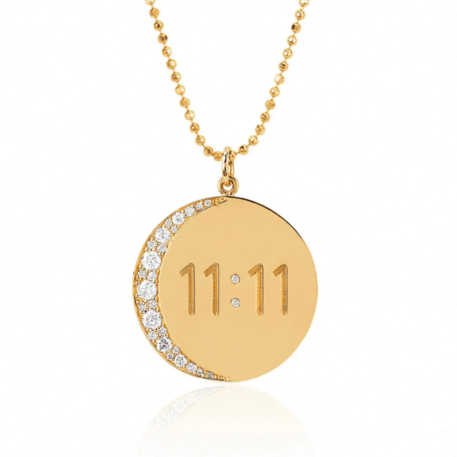 Luck time Jewelry Stainless Steel 18k Gold Plated Cuban Chain 11:11 Angel Time Circular Pendant Choker Necklace