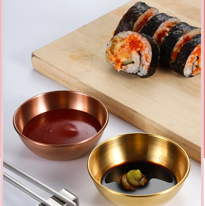 Hot sale Stainless steel round small plate sushi plate home restaurant kitchen dipping sauce plate