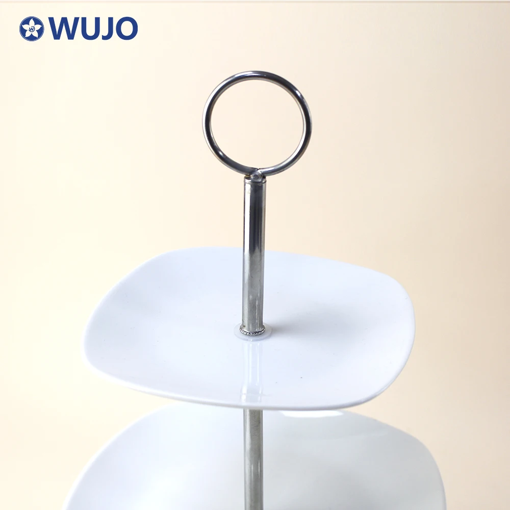 Wholesale Porcelain Wedding Cake Display Plate 3 Tier Round Ceramic Cake Plate Stand