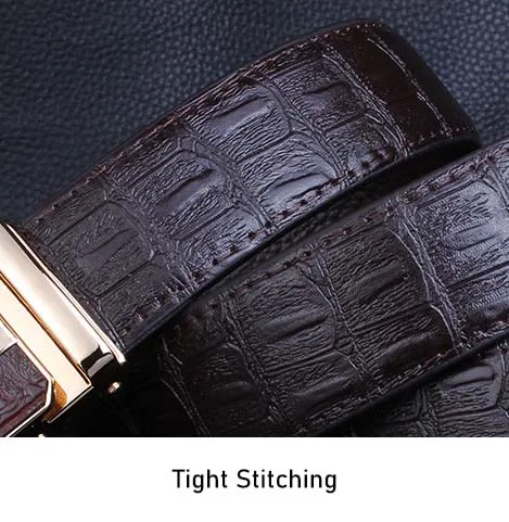 Embossed Business Casual Animal Pattern Automatic Buckle Genuine Leather Belt for Men Gentlemen Dress