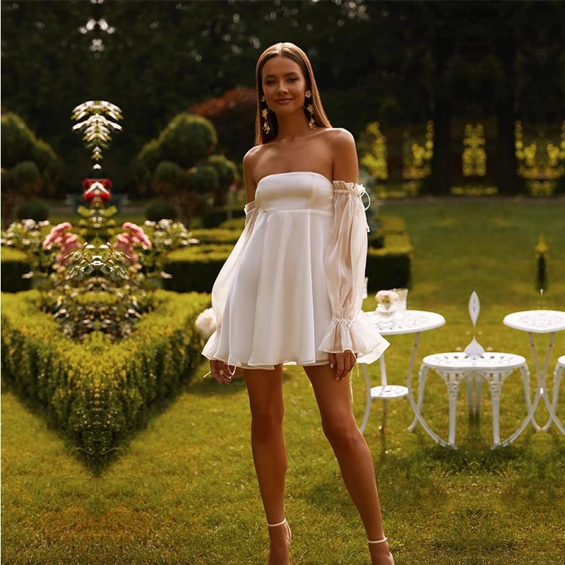 Повседневное белое шелковое платье из органзы с открытой спиной привлекательное Романтичное мини-платье Сексуальная Клубная одежда Короткие вечерние платья
