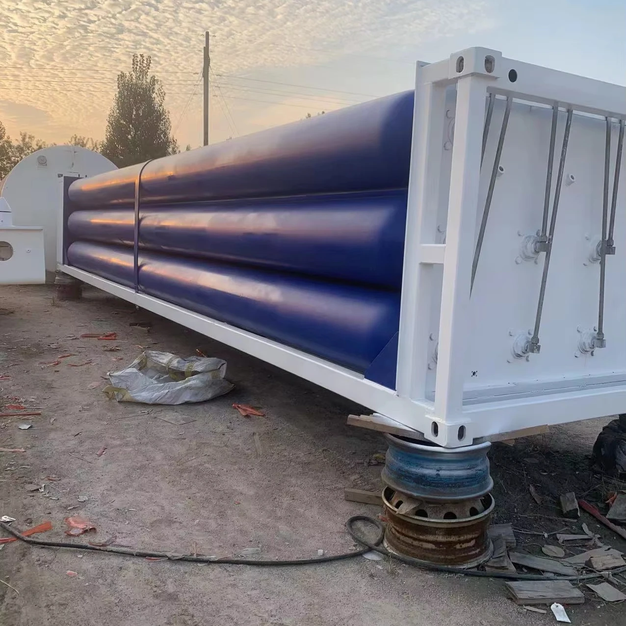 CNG Storage Tank 3 Axles 8 Tubes CNG Gas Tanker Cylinder Transport CNG natural gas Tank Trailer