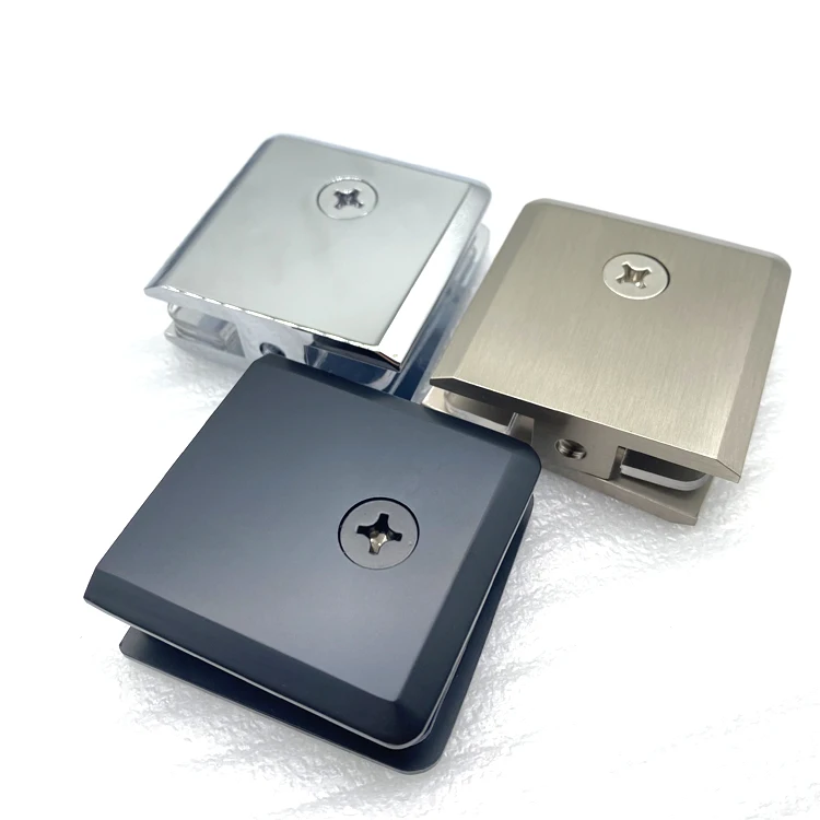 CR  L Brushed Nickel Bevel Hole in Glass Style Wall Mount Heavy Duty Glass Clamp