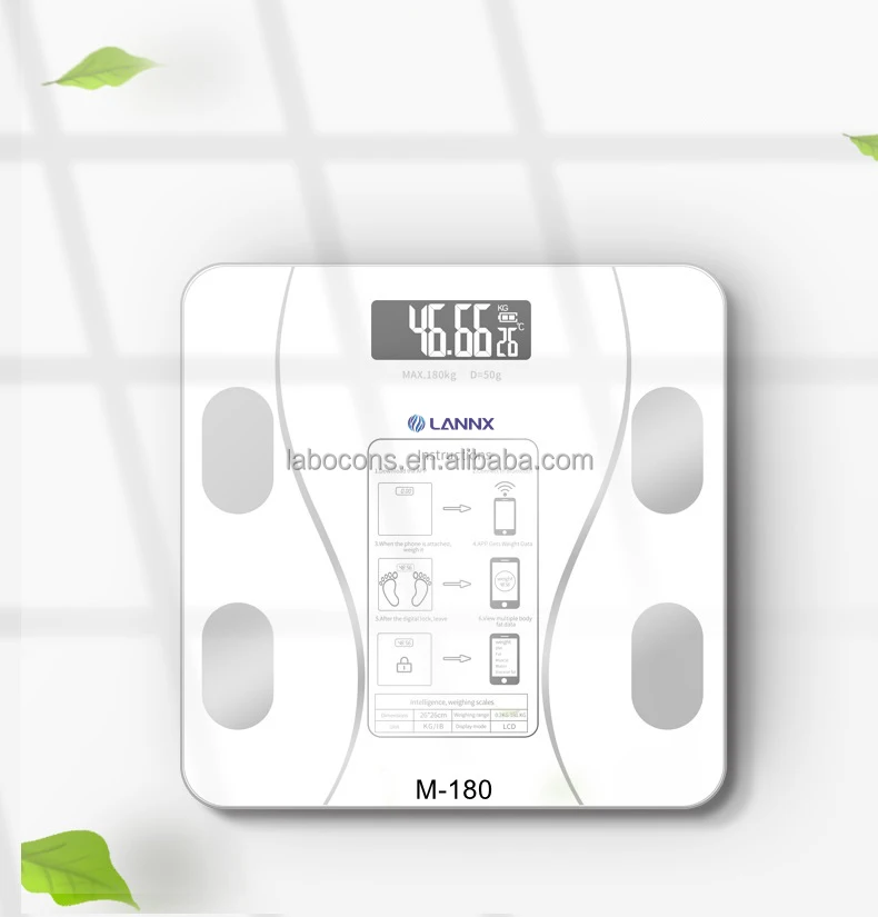 LANNX M-180 Household balance BMI Smart bathroom scale Digital Body fat scale with APP electronic weighing scales
