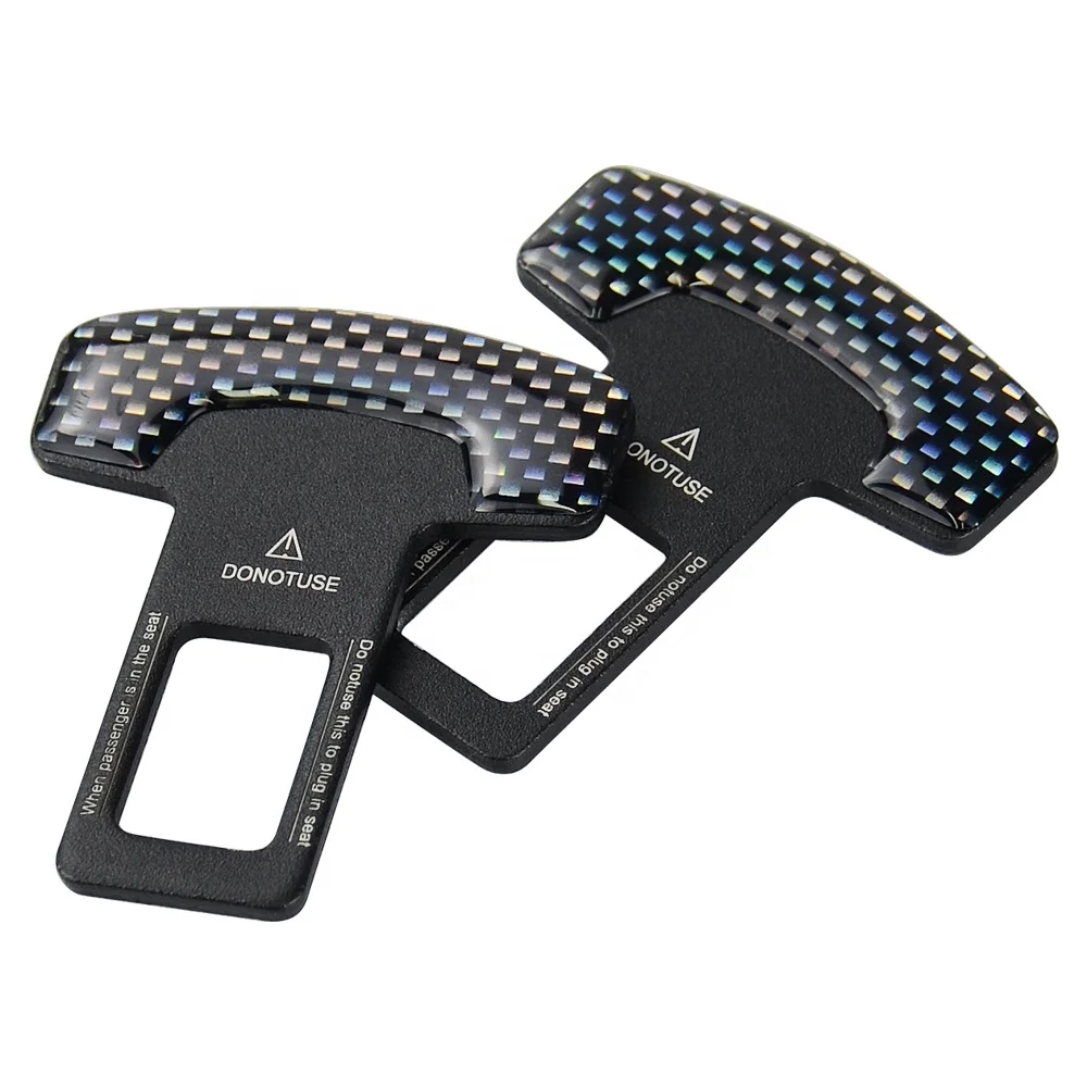 JDMotorsport88 2pcs Carbon Fiber Look Car Seat Belt Clip Universal Seat Belt Buckle Auto Metal Seat Belts Clip