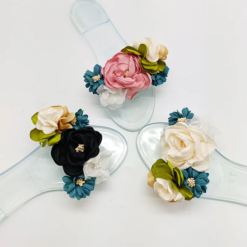 Sandalias De Nina High Quality Summer Flat Fashion Jelly Sandals With Flowers Slippers For Women