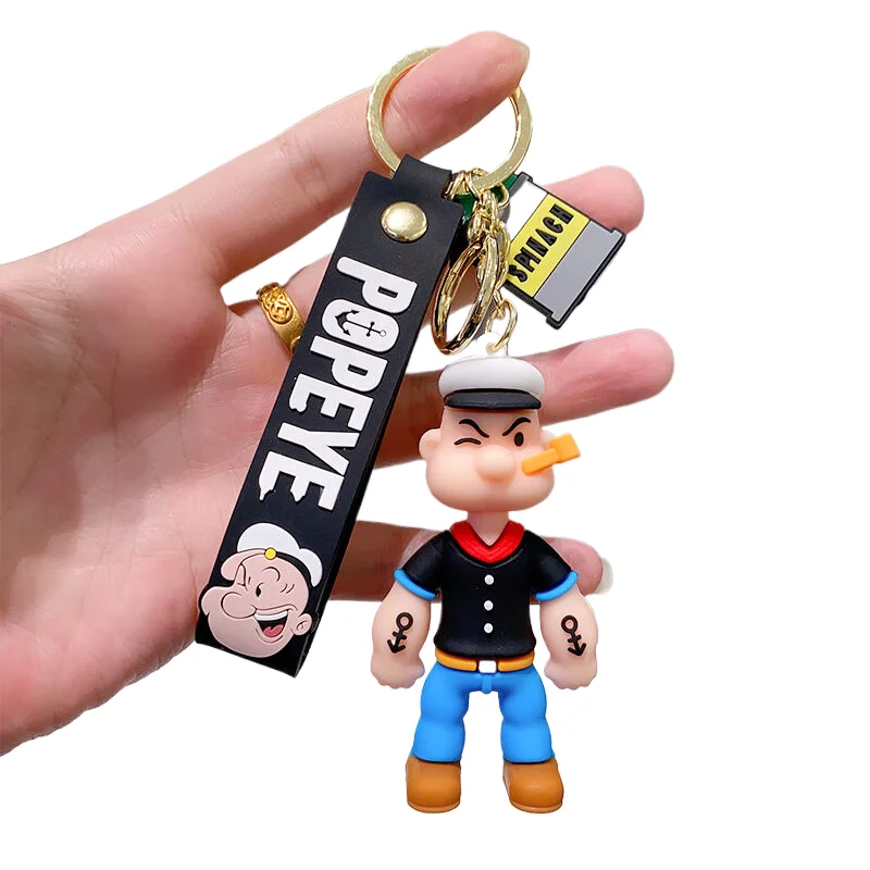 Adventure comedy animation Popeye the Sailor toy keychain 3D Doll Small Gift Pendant Wholesale PVC Anime  KeyChains Accessories