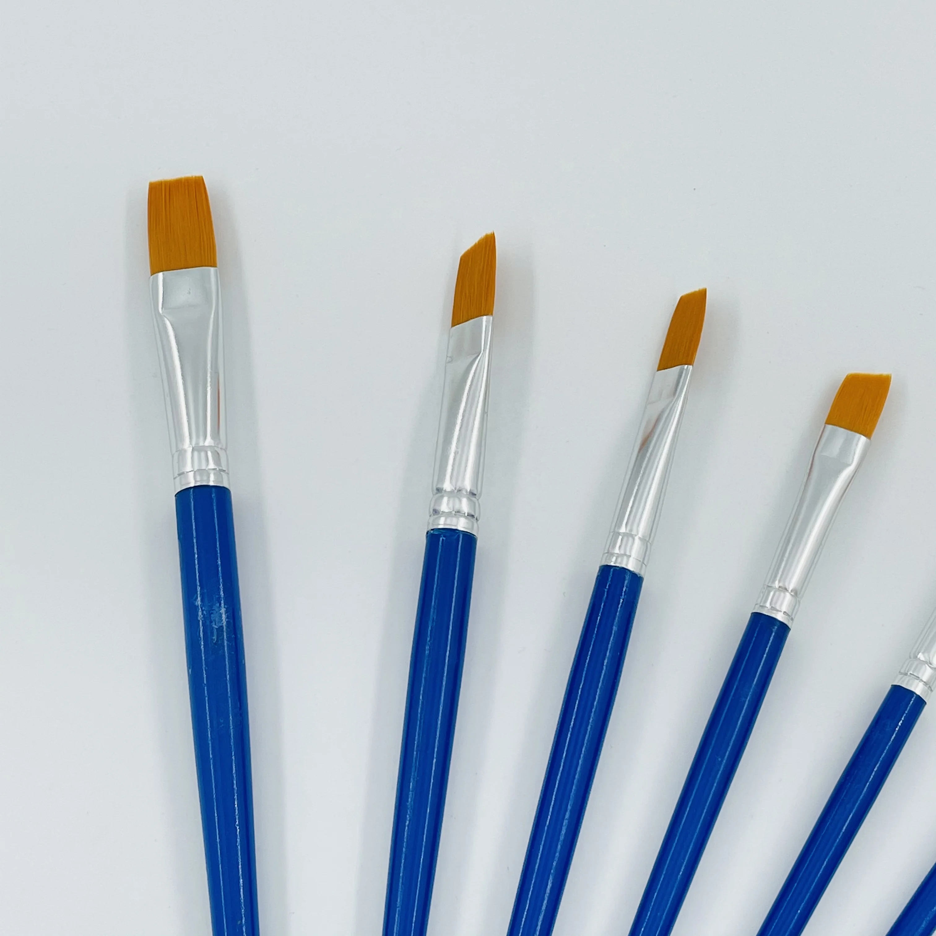 9pcs professional blue plastic handle aluminum tube nylon hair artist oil paint brush set