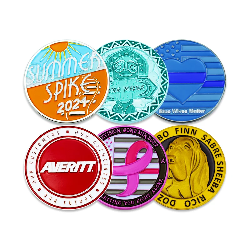 RENHUI Nickel Double Color Black Red Copper Yellow Colorful Metal Crafts Custom Challenge Coins With Logo