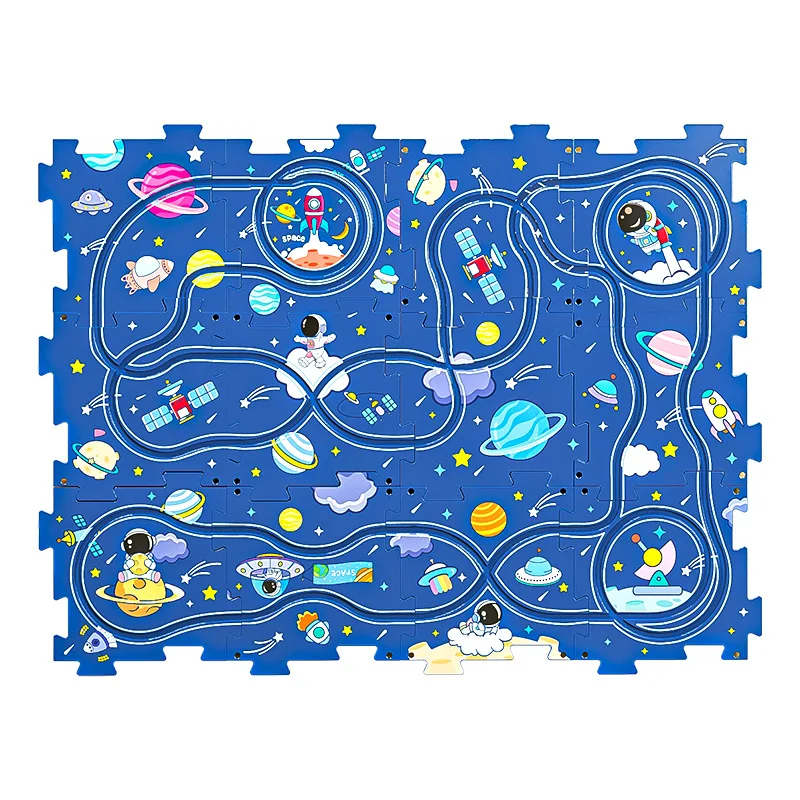 22PCS Railway Car DIY Assembly Toys Construction Racing B/O Track Car Slot Interlocking Toy Bricks for Children