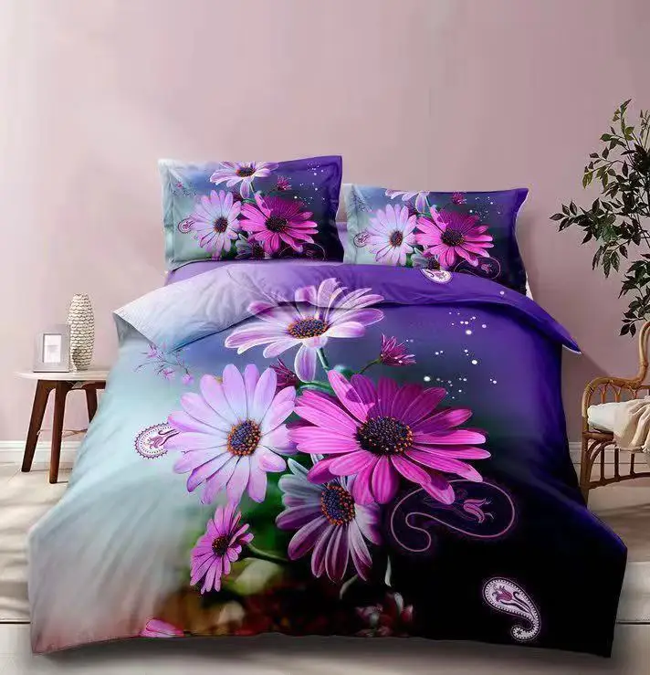 
3d printing fabric polyester brushed textile fabric for bed cover set/curtain 