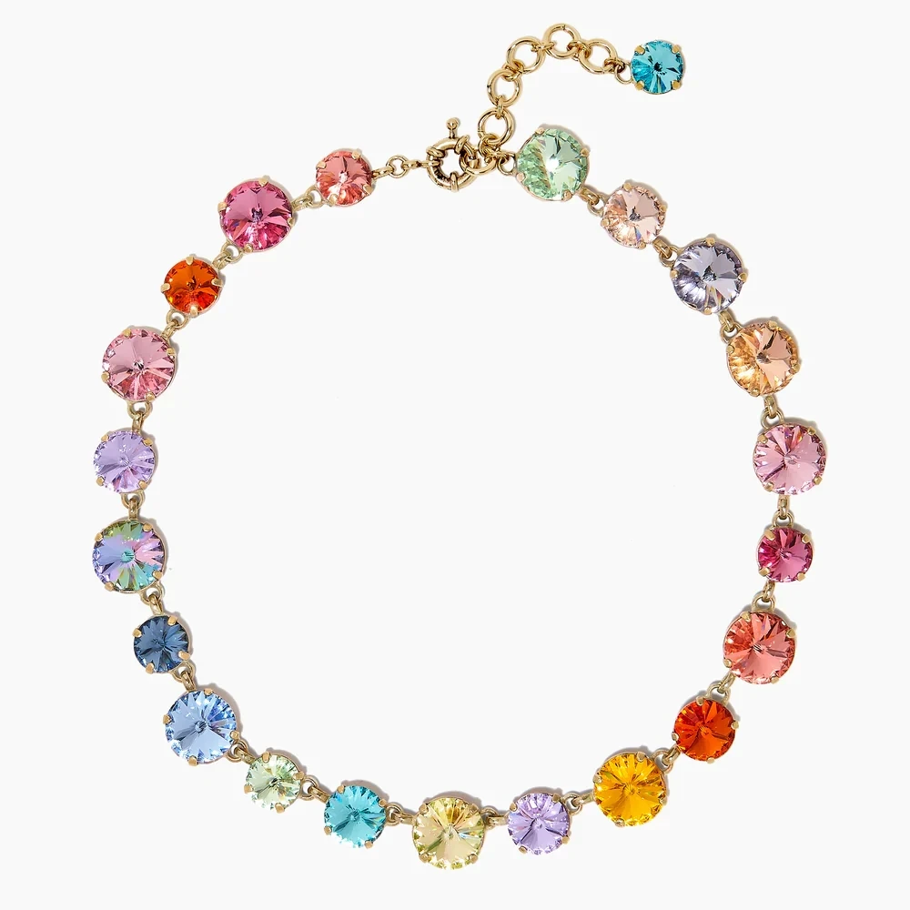 Trendy Multi-color Copper Inlaid Zircon Necklace Rainbow Glass Crystal Necklace For Women Fashion Jewelry Wholesale
