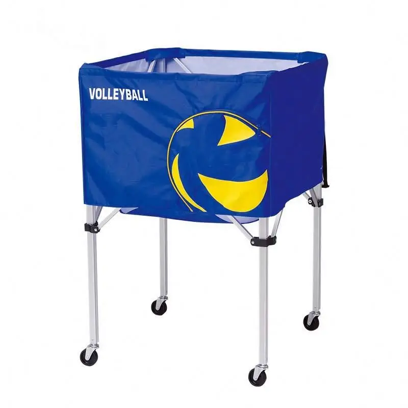 Manufacturer Folding ball cart durable Portable Volleyball Basketball Football Tennis Ball Carry Cart With Mecanum Wheels