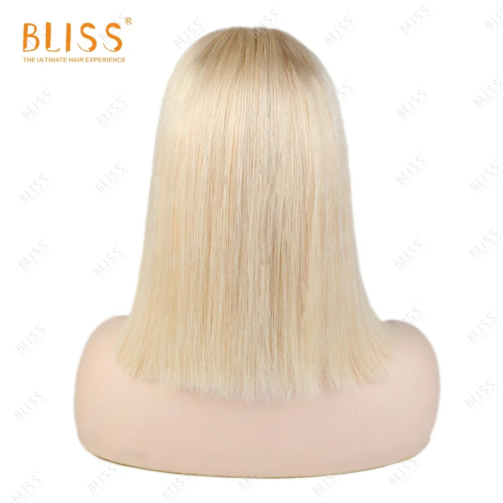 Bliss 13x4 613 Lace Frontal Bob Bangs Wig Blonde 613 Human Hair Lace Front Bob Wigs With Bangs Short 613 Transparent Lace Wigs