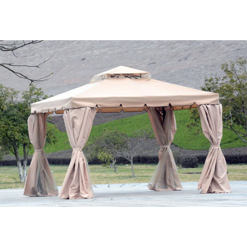 Best Price Customizable Patios Roof Shade and Rain Outdoor Aluminum Pavilion With Mosquito Netting